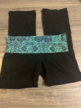 Mossimo Supply Co. Black Flare Pants with Teal Patterned Waistband